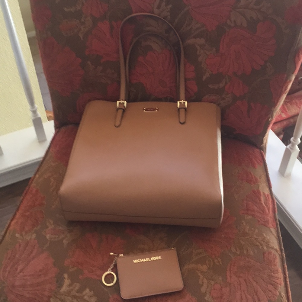 MK  auth Jet Set travel tote coin pouch ID Leather